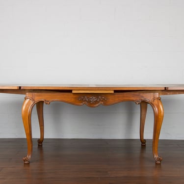 Antique Country French Louis XV Style Provincial Extendable Oak Dining Table 