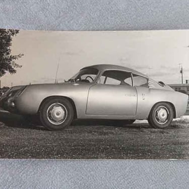 Vintage 1960 Fiat Abarth 750 Sports Car Black and White Photo Postcard Kodak Paper Photo Post Card UNUSED 