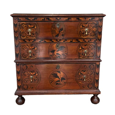 William and Mary Inlaid Mahogany 2-Piece Chest of Drawers