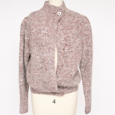 1980s Cardigan Sweater Wool Wool Fleck M 