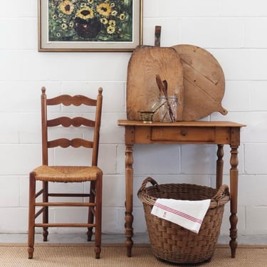 antique French provincial oak and rush chairs