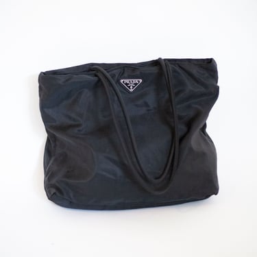 Vintage Black Prada Impermeabile 1990s Nylon Tote Bag
