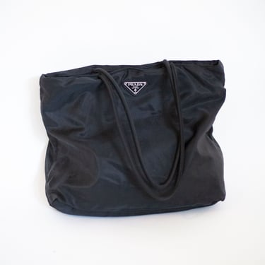 Vintage PRADA Black Tessuto Book Tote Bag For Sale at 1stDibs