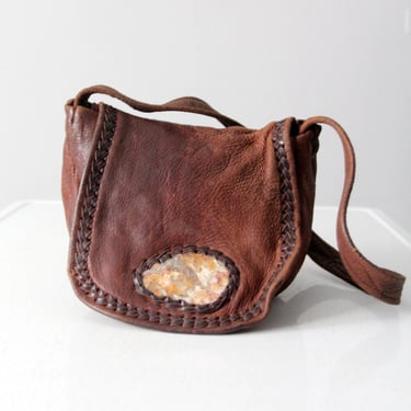 vintage boho hippie leather shoulder bag 