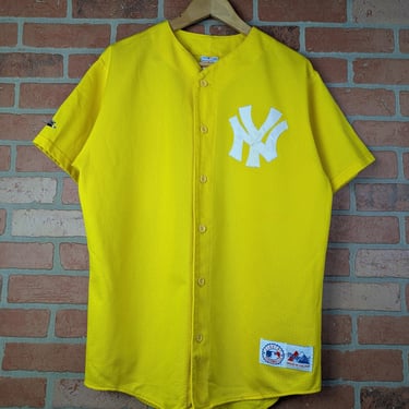 Vintage 90s MLB New York Yankees Banana Yellow ORIGINAL Baseball Jersey - Medium 