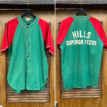 Vintage 1940’s “Wilson” Two-Tone Cotton Twill Athletic Sports Jersey Shirt with Appliqué, 40’s Baseball, Vintage Clothing 