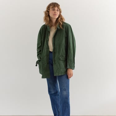 Vintage Olive Green Army Jacket | Unisex Forest Green Cotton Swedish Workwear | L | 