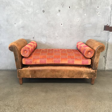 Vintage Leather Daybed / Bench with Cushion