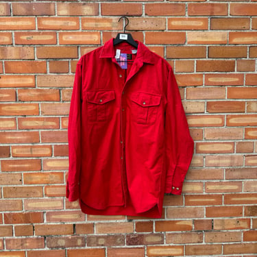 vintage 90s red cotton button down flannel shirt / xl extra large 