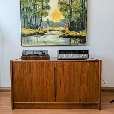 Danish Modern 2 Door Teak Media Credenza Made In Denmark