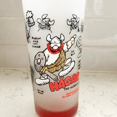 Rare 1998 Hagar The Horrible Universal Studios Islands Of Adventure Glass Cup, Hagar The Horrible Collectible Glass Cup by LeChalet