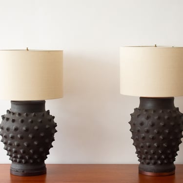 African Earthenware Table Lamps