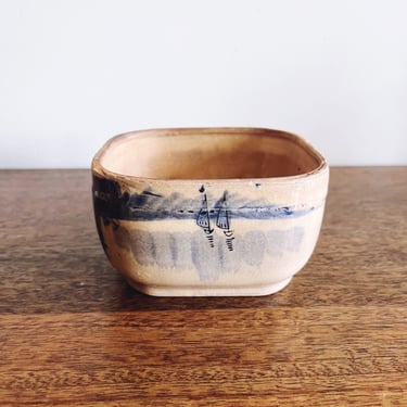 Antique Japanese Ceramic Sailboat Bowl 