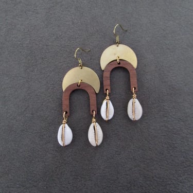 Cowrie shell geometric earrings 