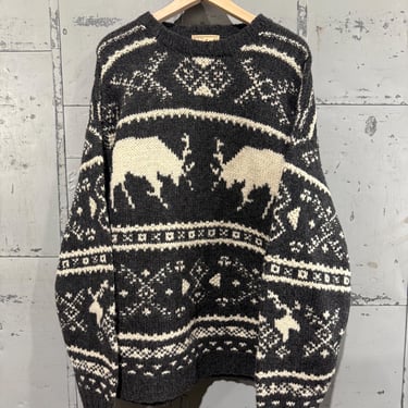 Vintage 90s Woolrich Reindeer Holiday Sweater Chunky Knit Size XXL cozy 