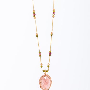 Sharing Tibetan Necklace - Strawberry Pink Quartz