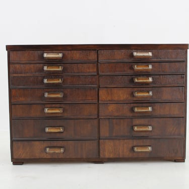 1940s Industrial Beech Wooden Chest of Drawers 