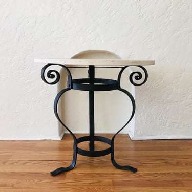 20% Off Sale-BOHO CHIC Marble and Scrolled Iron Spanish Style End/Side Table 