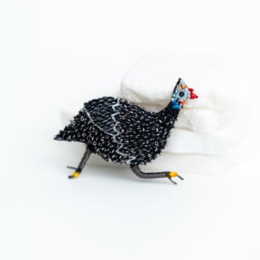 Guinea Fowl Embroidered Pin