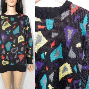Vintage 90s Espirit Wool Blend Confetti Print Sweater Size M/L 