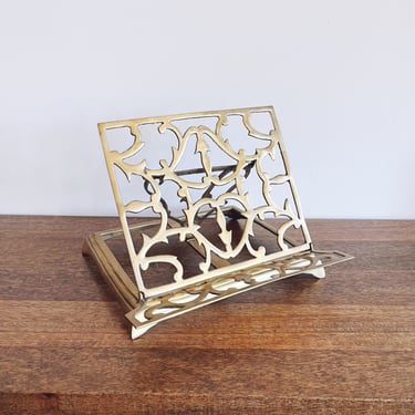 Vintage Brass Book Stand Frame Easel 