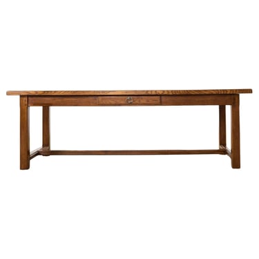 Country English Provincial Oak Farmhouse Trestle Dining Table