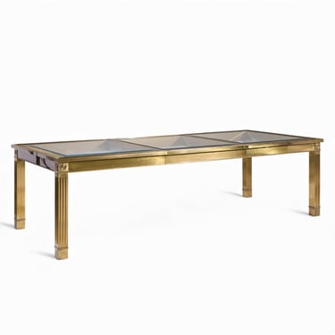 Mastercraft Mid Century Brass Expanding Dining Table with 1 Leaf - mcm 