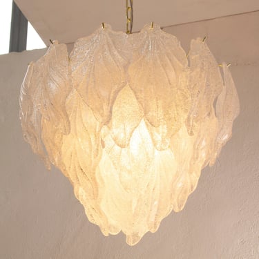 Suspension chandelier Made in Italy Murano glass leaves crystal color Ø60 cm, vintage style design chandelier 