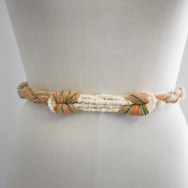 1980s Twisted Cotton Rope Belt with Beads 