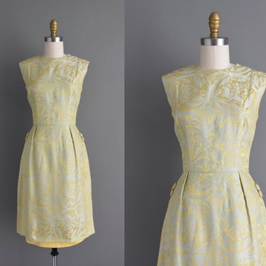 1950s vintage dress | Carol Craig Gorgeous Chartreuse Cocktail Party Dress | Small | 50s dress 