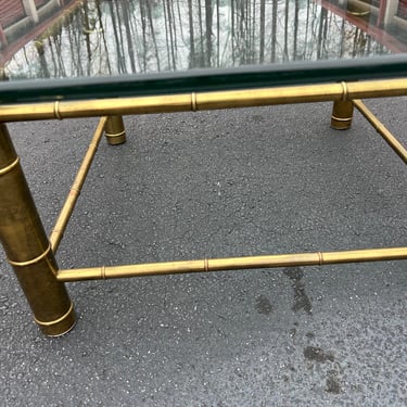 Super vintage brass faux bamboo coffee table 