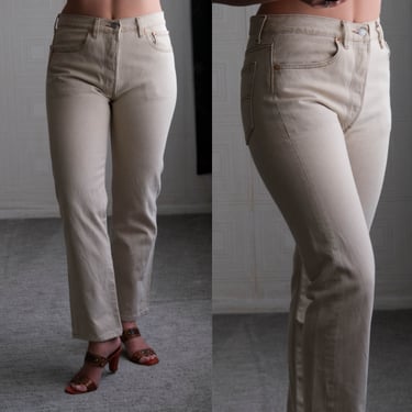 Vintage 80s LEVIS 501 Original Button Fly Light Tan Wash High Waist Jeans | Size 31x28 | Made in USA | 1980s LEVIS Unisex Denim Pants 