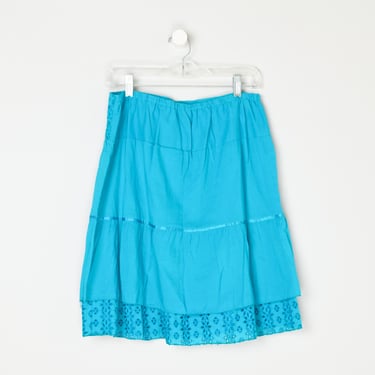 Vintage Y2k Lacy Aqua Blue Tiered Skirt - 2000s clothing, bohemian, boho - Women's L 