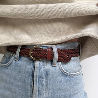 Vintage Tobacco Woven Leather Belt