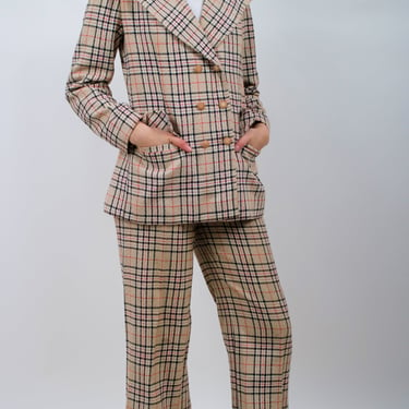 1970s Plaid Wool Blend Pantsuit by &quot;Pant Man&quot;