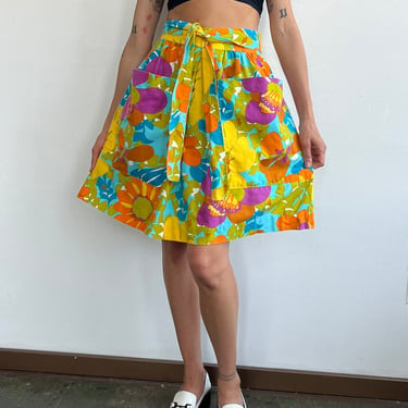 Bold Floral 60s Wrap Skirt