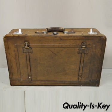 Vintage Brown Distressed Leather 33" Luggage Suitcase by Golden Leaf