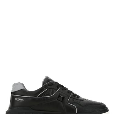 Valentino Garavani Men Black Nappa Leather One Stud Sneakers