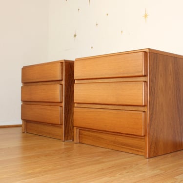 Pair of Vintage Teak 3 Drawer Nightstands