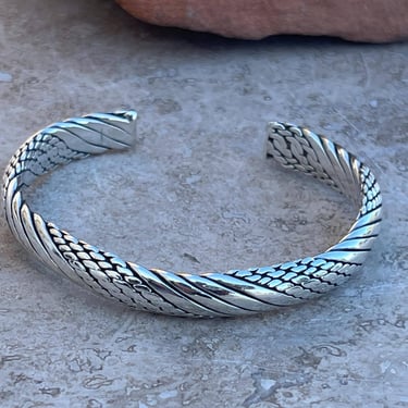 Vintage Thick Sterling Silver Braided Cuff Bracelet - 33 Grams 