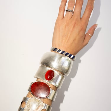 Vintage Silver Carnelian Cuff