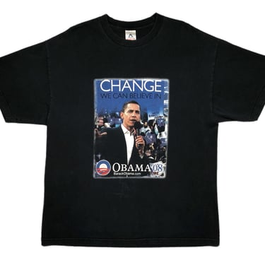 Vintage 2008 Barack Obama “Change We Can Believe In” Double Sided Presidential Election Graphic T-Shirt Size XL 