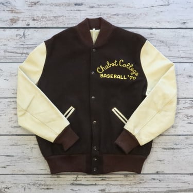 Vintage Chabot College Baseball Varsity Jacket Leather Wool