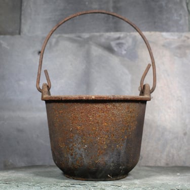 Rusty Cast Iron Witch's Cauldron | 4 1/2" Small Heavy Cauldron | Vintage Halloween Decor | Bixley Shop 