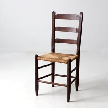 19th Century Ladder Back Chair Acorn Finials Rope | Brain