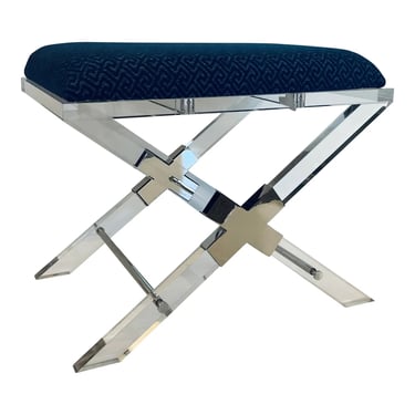 Port 68 Modern Blue. Greek Key Lucite Nigel Bench