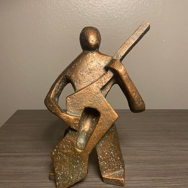 B. Benowitz Abstract Cubist Jazzman Sculpture, Bronze Finish 