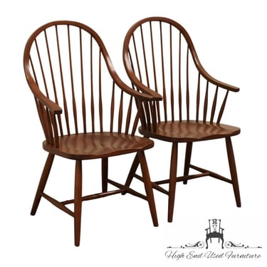 Set of 2 ETHAN ALLEN Cottage Collection Solid Maple Early American Dining Arm Chairs 16-6400A 