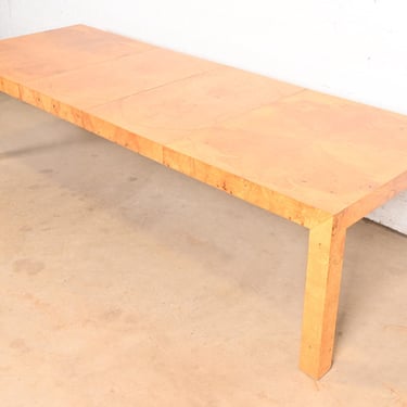 Milo Baughman for Thayer Coggin Mid-Century Modern Burl Wood Parsons Extension Dining Table, Newly Refinished