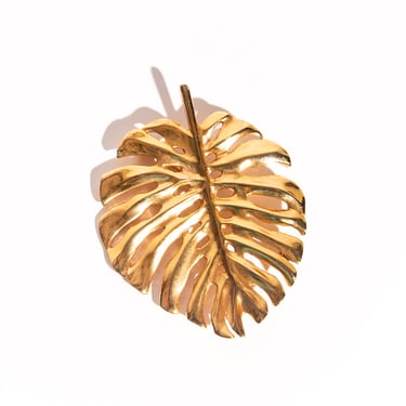 OSCAR DE LA RENTA Gold Monstera Leaf Brooch